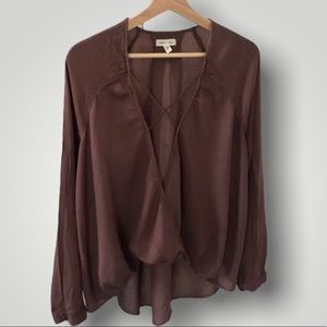 Urban Outfitters • Mauve Patterned Fabric Criss Cross Blouse